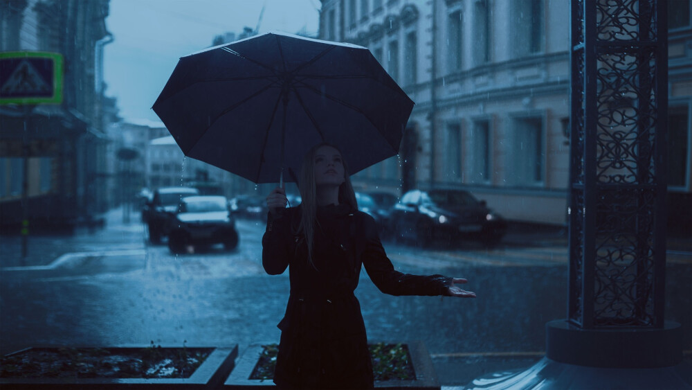 好大一场雨
People 1920x1080 rain women umbrella car photography black coat Public coats