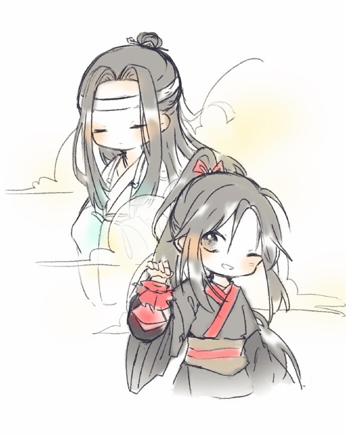 #魔道祖师#艰难的在没信号的火车上流量看番和摸鱼……动画做的真的超出预期了太开心摸一下动画人设的羡和叽！ ​​​​