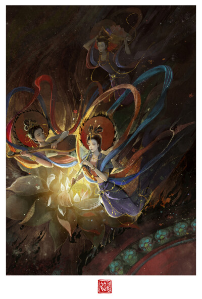 ·飞天奏乐·
绘师：养猫画画的随随