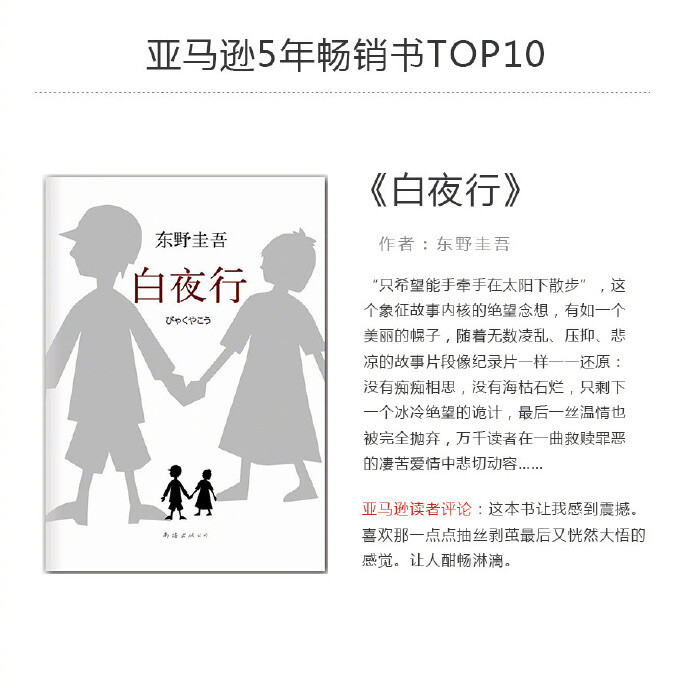 亚马逊中国最近5年畅销书top10： 《三体》《解忧杂货店》《巨人的陨落》《追风筝的人》……一份经过万千读者筛选出的口碑书单，快来看看你读过哪本？ ​ ​​​​