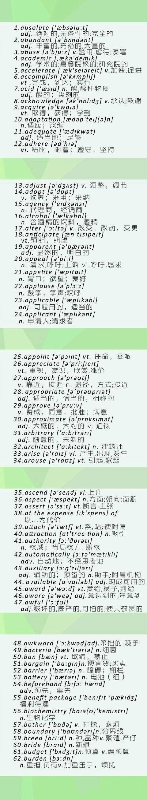 英语四六级高频核心500词汇 ?。