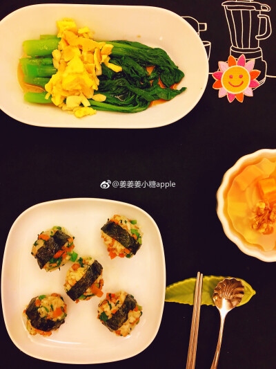 #美食每刻#周五，早上好！今日早餐：白灼菜心+炒鸡蛋，饭团，红薯百合汤
#虽是同样的情况，然而不同的意念，就会产生不同的效果。思想是奇妙的，如何去想，决定权在你自己。# 