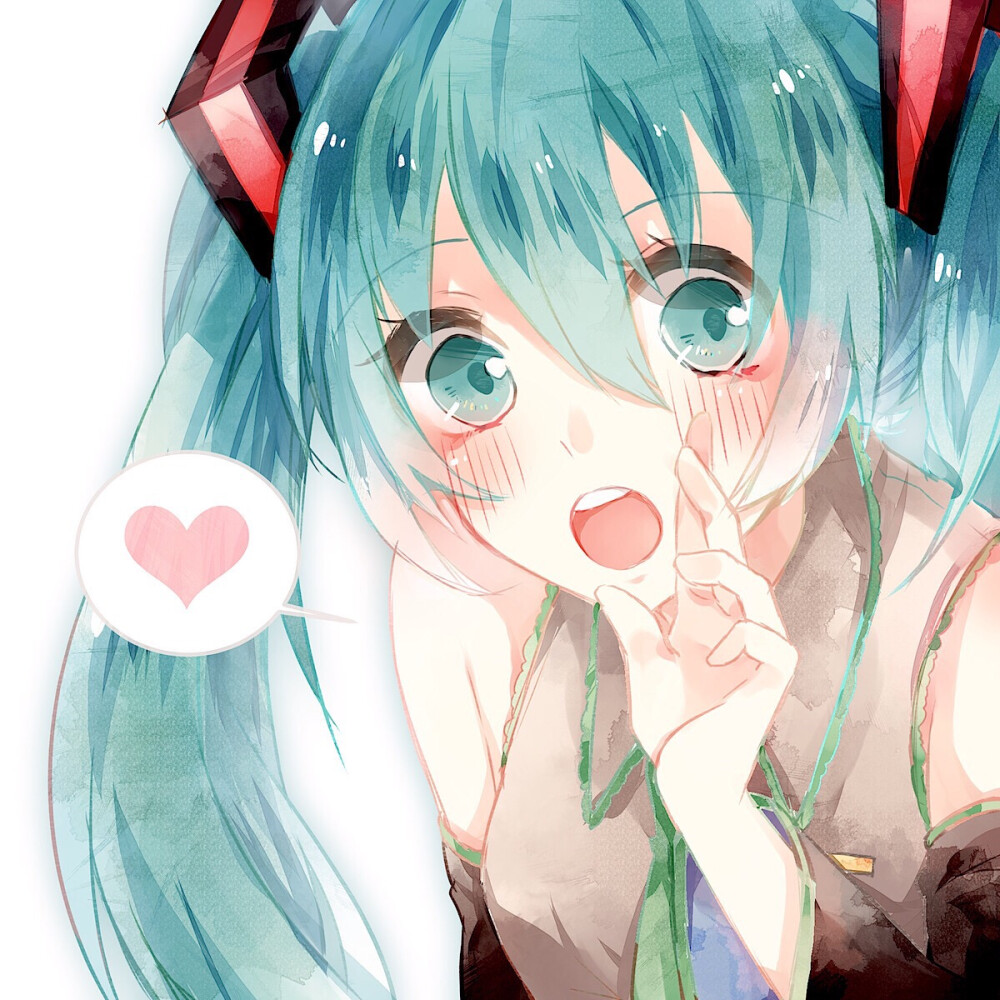 初音未来，打招呼，头像，卖萌，可爱，ớ ₃ờ