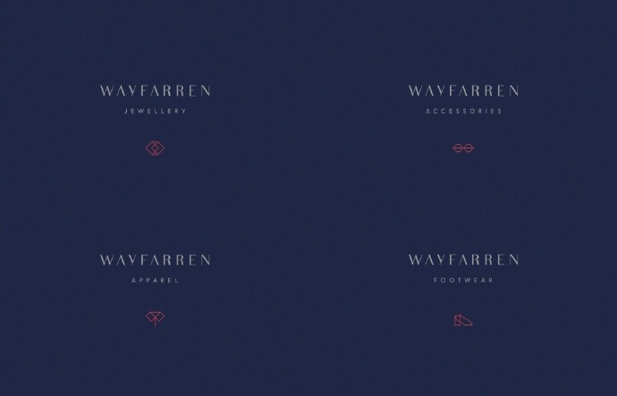 时尚配饰“Wayfarren”品牌视觉形象设计 ​​​​ 红配蓝