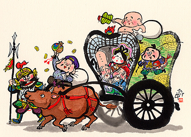 牛車と七福神 堆糖 美图壁纸兴趣社区