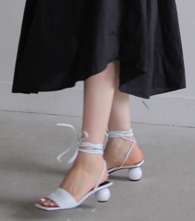 代购 )BALL HEEL STRAP SANDALS(WHITE)