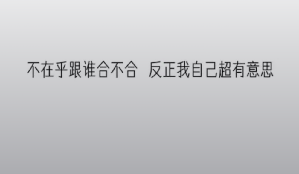 不在乎跟谁合不合，反正我自己超有意思