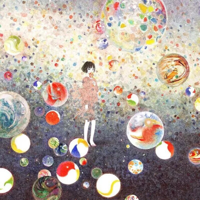 日本插画家 Jun Kumaori ，少女时代，生活，青涩，插画哦哦哦。女孩，一个人的街道