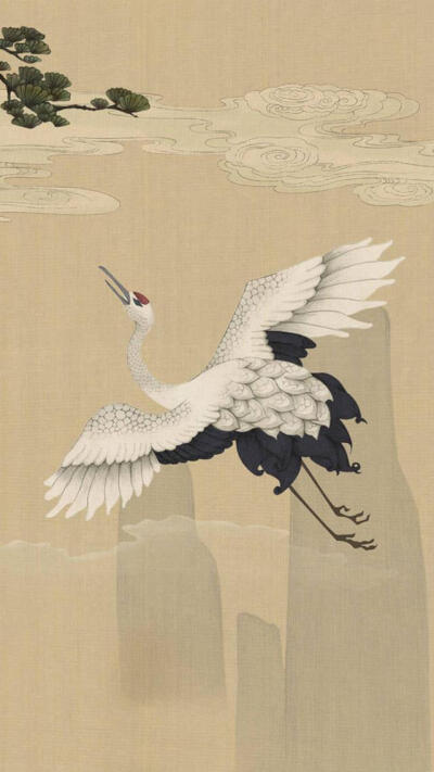 中国风手绘仙鹤