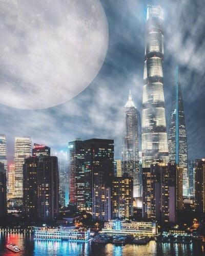 上海的夜景，真的是无敌好看啊~ via:摄影师 ​