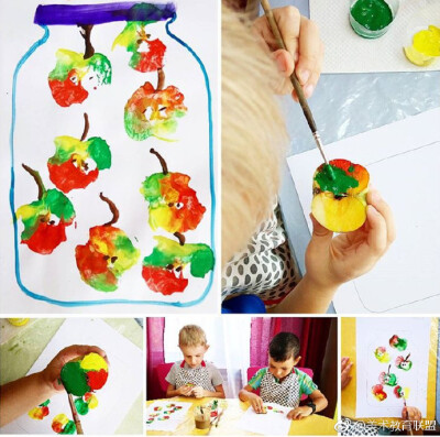 谁说画画一定要用笔，适合幼儿的拓印创意画。 ​​​​