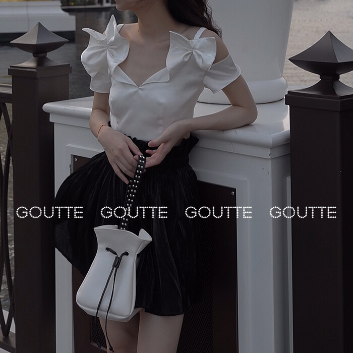 Goutte.shuiii港味复古chic吊带女夏2018新款原宿背心外穿白上衣