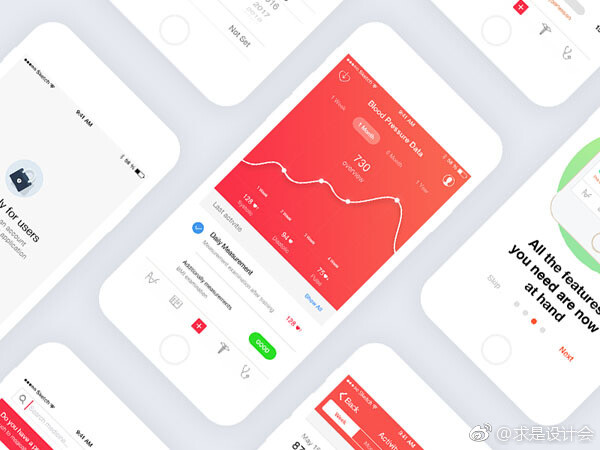 医疗APP应用UI设计。#求是爱设计# ​