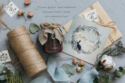 唯美天鹅湖主题月兔婚礼请柬卡片玫瑰花边框背景设计素材png331