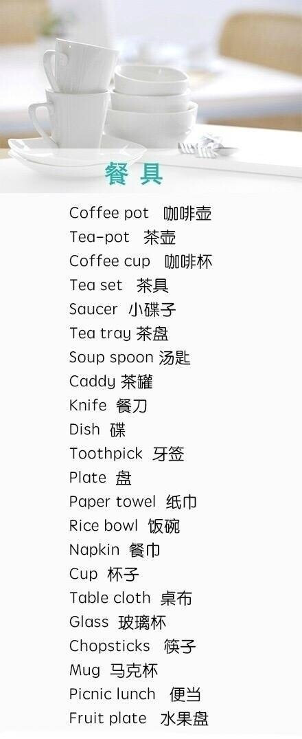 各类食品/蔬果/餐具怎么表达？值得收藏~ ​