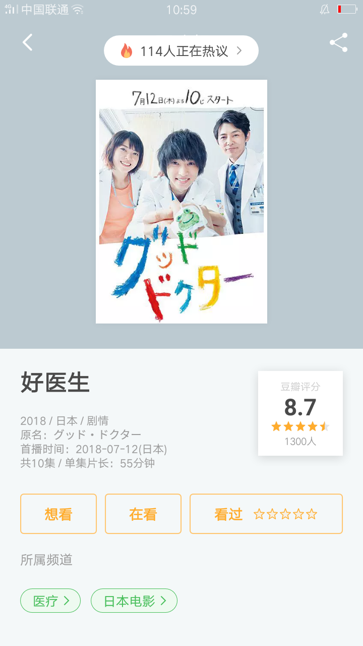 日本富士电视台制作的医疗剧，山崎贤人主演，野树里、藤木直人共演，该剧改编自2013年的韩剧《GoodDoctor》，讲述了患有交流障碍的青年医生新堂凑在周围人的偏见与反对中，为了拯救儿童患者们的生命而努力的故事。山崎贤人将饰演患自闭症而有沟通能力障碍,却拥有惊人记忆力”SavantSyndrome(学者症候群)的主角。闲闲将携手时隔两年再次上戏的上野树里以及饰演儿科主任的藤木直人,为我们带来今夏的感动之作!