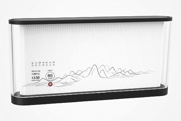 【净化器滤网上的山水画】设计师Sijin Jiang设计的一款空气净化器。用了一种巧妙而有效的方法提示用户何时更换过滤网。它有着全透明的机身，可直观看到内置的HEPA滤网和滤网上面的山水画。当使用一段时间之后滤网变脏了，滤网上的这幅画看起来也就变得灰突突了，那么这时候也就该更换滤网了。 ​