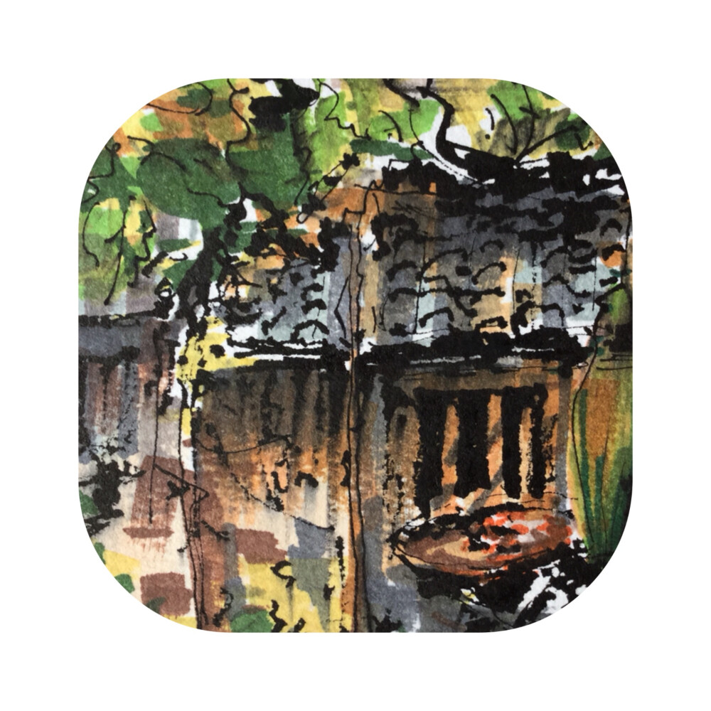 #马克笔手绘# （作者：卖艺老头的行头 ）边走边画，画街边小店，画路边小景。。。 ​