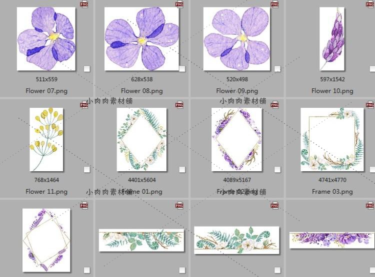 紫色梦幻马与花卉黑色剪影婚礼贺卡请柬装饰图案png素材png335