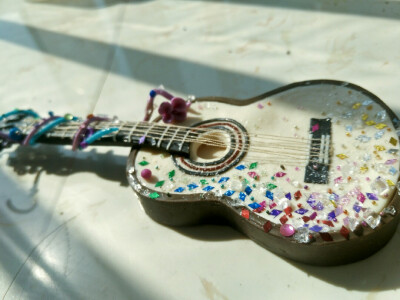 原创吉他花卉软陶 黏土