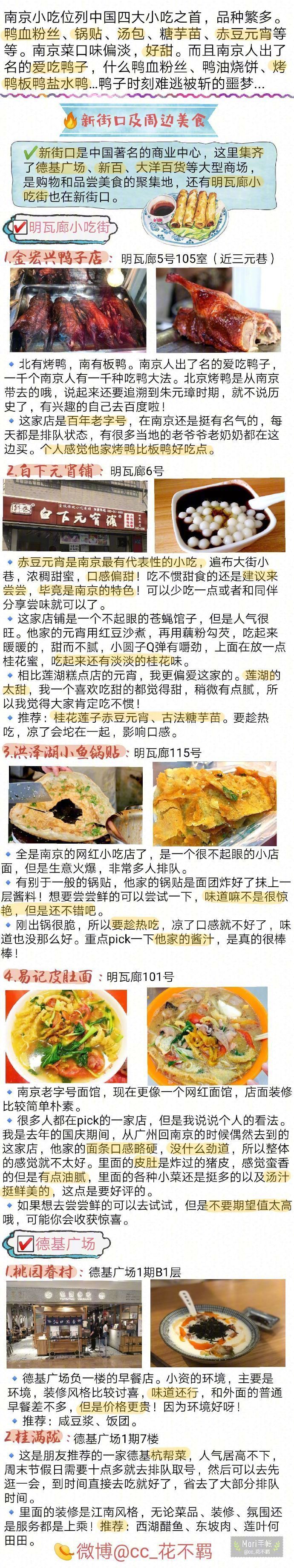 【南京美食攻略】我整理了几十家南京美食店❗️❗️❗️有地道苍蝇小馆✔️ 有网红咖啡甜品店✔️ 有精致的餐厅✔️ 异国料理✔️等等有些是网红店 有些是我自己比较喜欢吃的 有些是本地上学的朋友推荐的...总之来南京不胖五斤不准走！作者：cc_花不羁 ​​​​