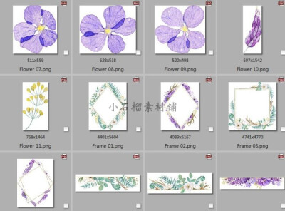 紫色梦幻马与花卉黑色剪影婚礼贺卡请柬装饰图案png素材png335