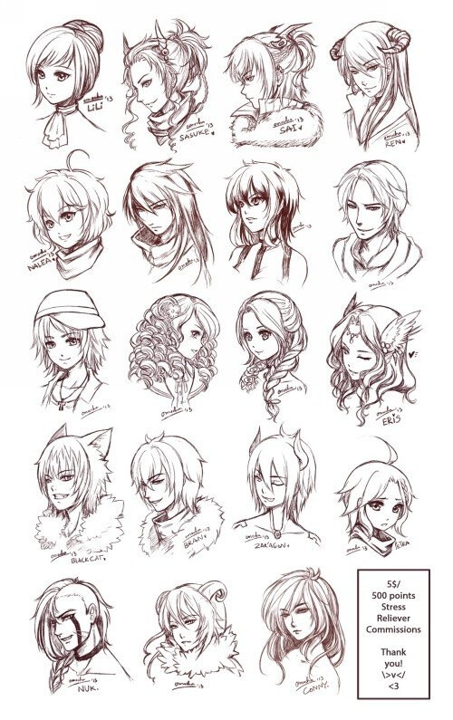 漫画发型的绘画方法 ​