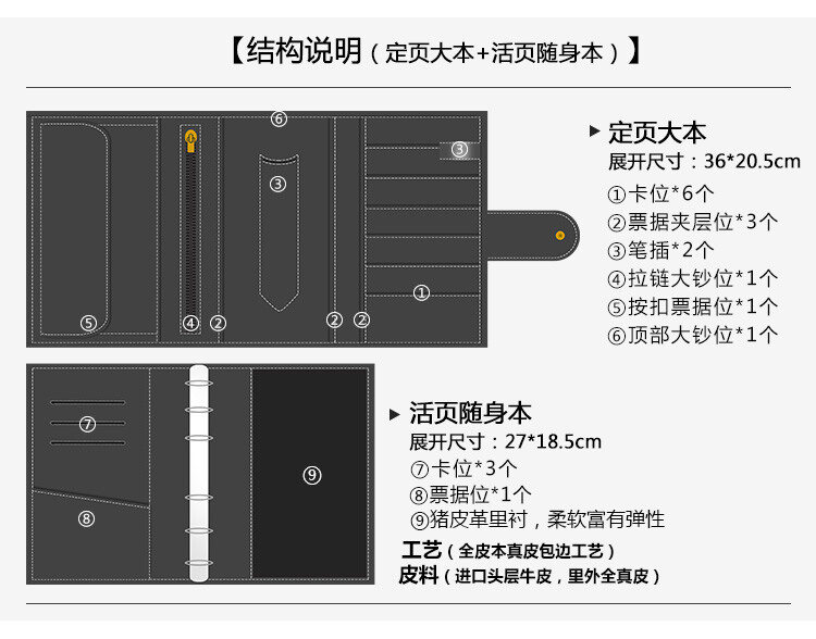 多功能定页活页两用手账本真皮复古牛皮本旅行手工记事本日记本A6