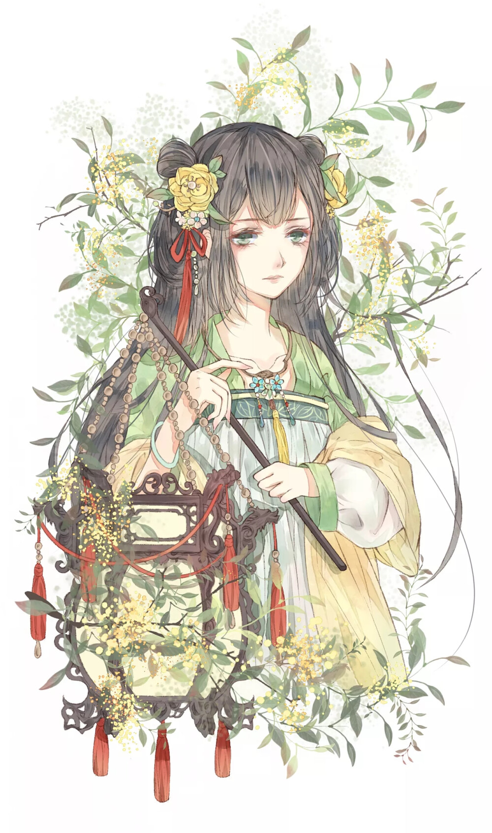 【古风美人】作者：Liuteatix #花主题# 图源站酷
微博：月半狼叫