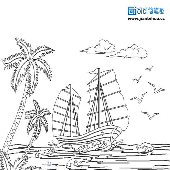 儿童简笔画 儿童画 情景画 风景简笔画 简笔画 海边