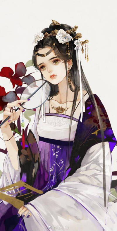 手绘古风持扇女子
画师：长乐