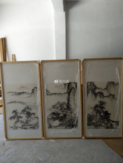 第二次画山水画，装框送展效果还不错