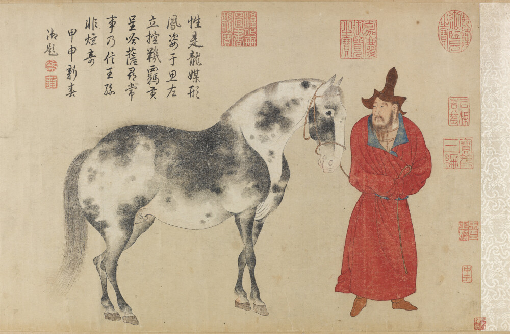 元 赵雍 临李公麟人马图卷
Horse and Groom, after Li Gonglin
Zhao Yong (1291–1361)
Yuan, 1347
Handscroll; ink and color on paper
人马图卷 39.1 x 237.2 cm 美国弗利尔美术馆藏 被列强盗走的我们的国宝。对他们来说 我们就是神，他们不能拥有就盗走！