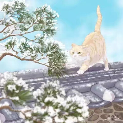 超萌小猫水彩插画