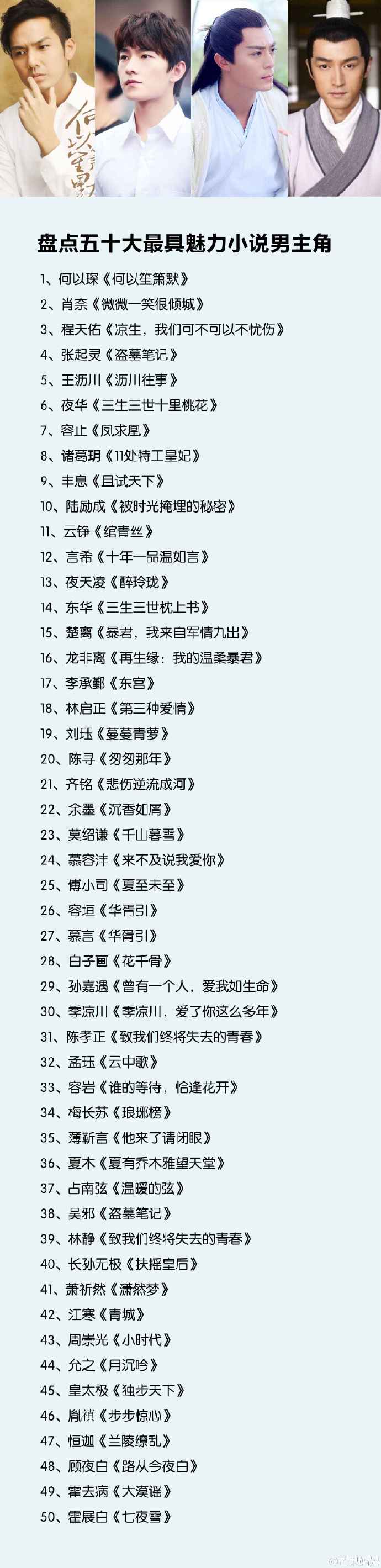 盘点最具魅力男主TOP50