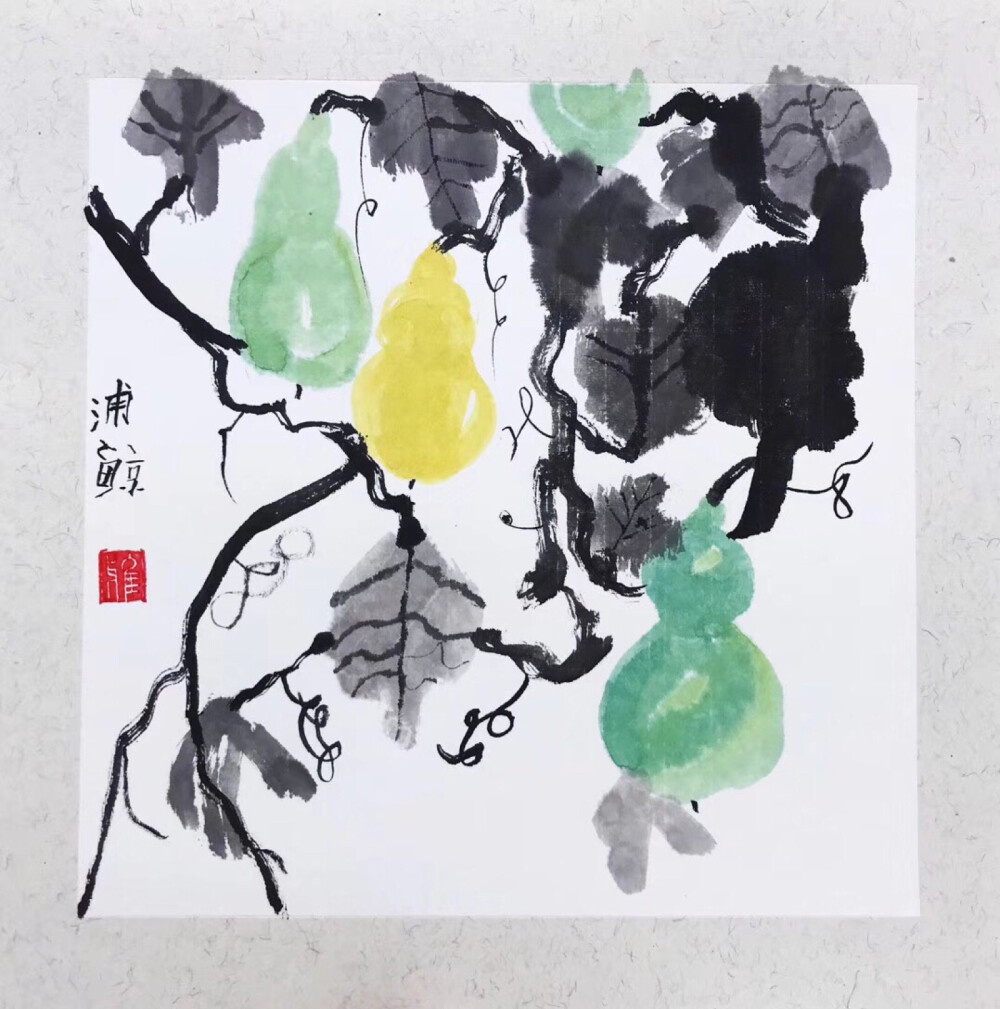 国画丝瓜，葫芦，西瓜