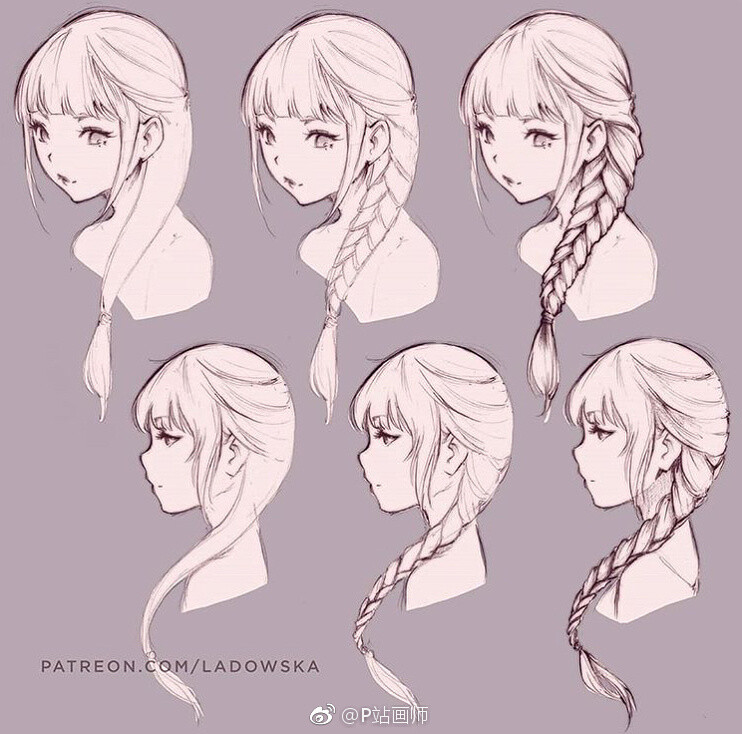 女孩发辫的绘法教程，ins：howto_artist ​（转）via @ins插画 ​