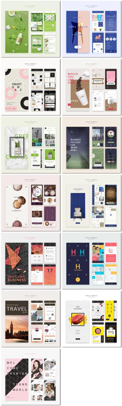 简约时尚手机应用app扁平化UI界面交互网站页面psd模板素材设计