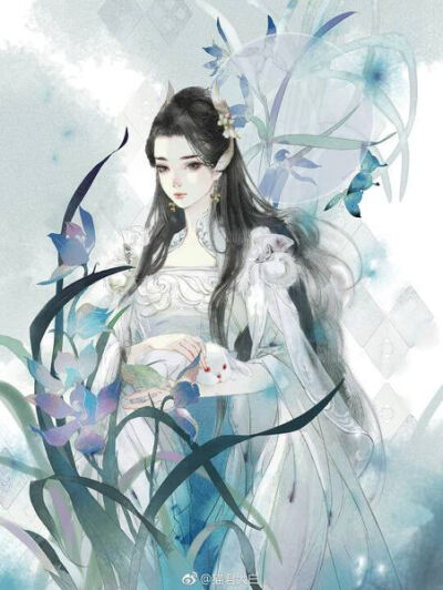 ＃古风＃人物＃女子＃蓝衣＃起舞＃