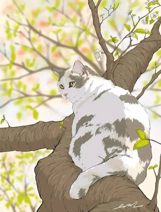 猫咪水彩插画