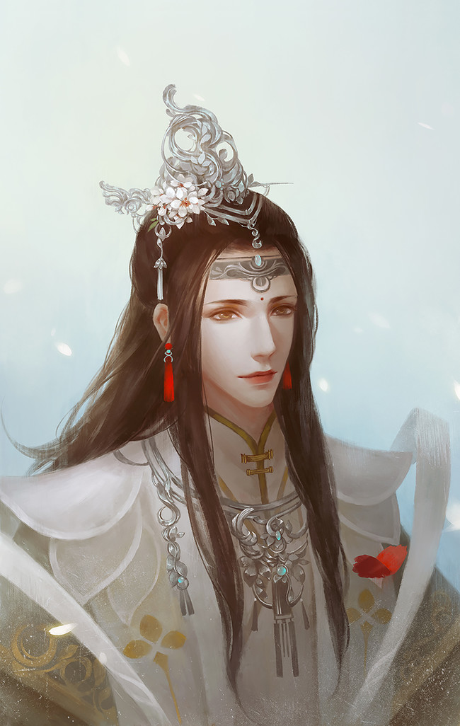 #天官赐福# 太子悦神 谢怜~ 绘师：偃清之