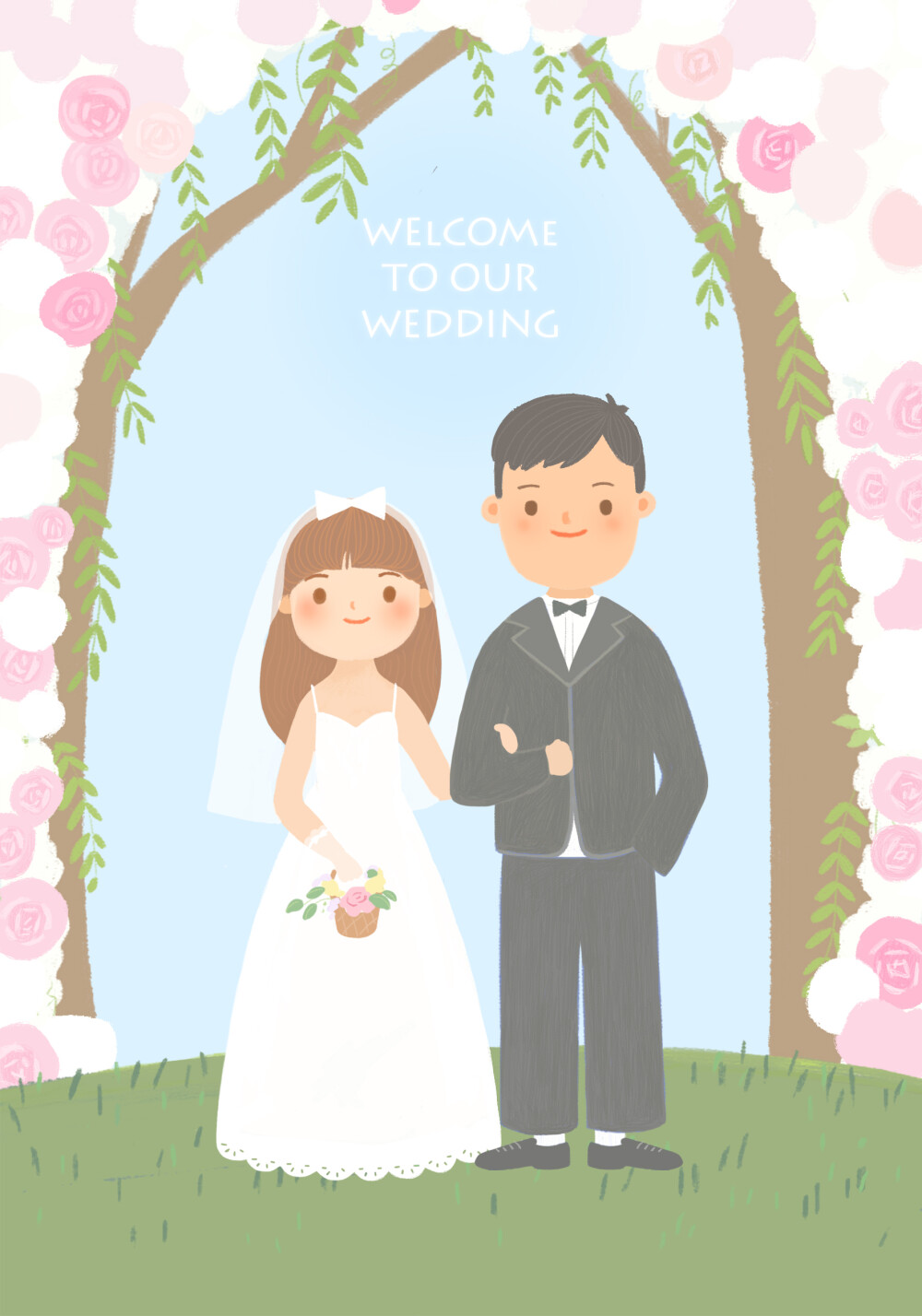 婚礼插画 卡通婚礼请柬 定制情侣头像 可爱插画