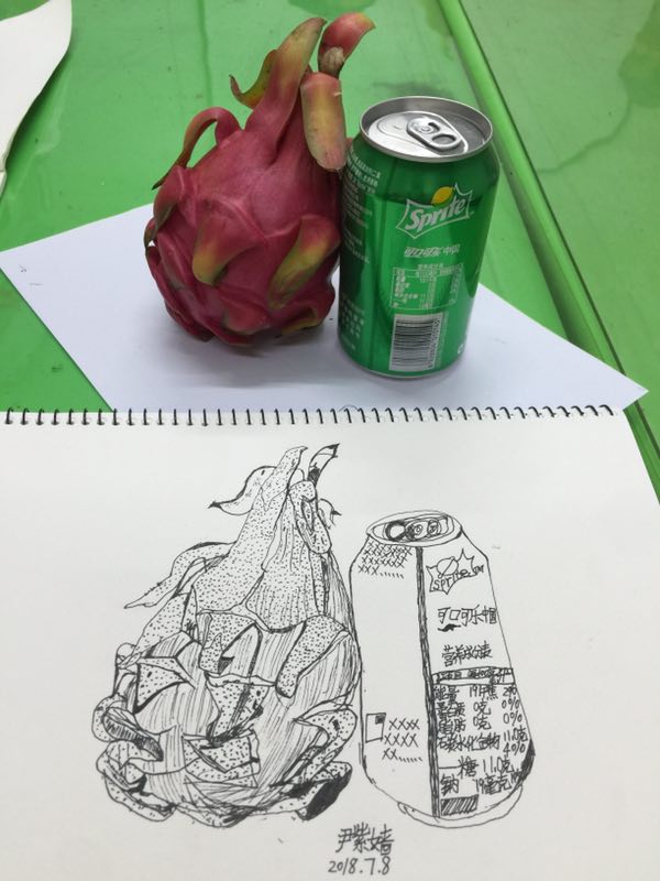 线描 儿童画 创意 装饰画 油画棒 水粉 水彩笔 彩色 黑白 动物 火龙果 写生 速写 