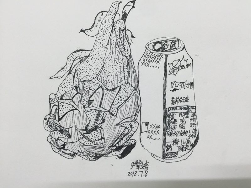 线描 儿童画 创意 装饰画 油画棒 水粉 水彩笔 彩色 黑白 动物 火龙果 写生 速写 