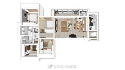 140平原木简约四居室偏好：原木、棉麻、水泥、极简 ????。 ?