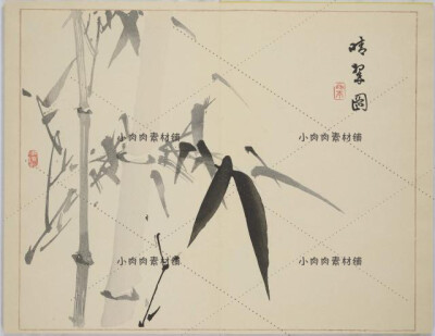 中国古典丹青山水花卉昆虫花草水墨木板画水印画素描临摹素材21