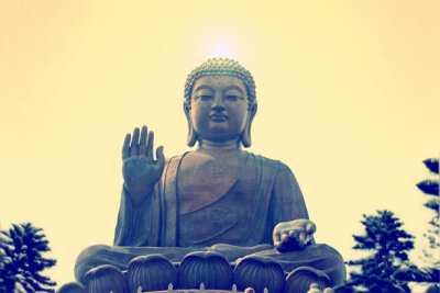 Tian Tan Buddha or Giant Buddha statue at Po Lin Monastery Ngong Ping, Lantau Island, Hong Kong, China