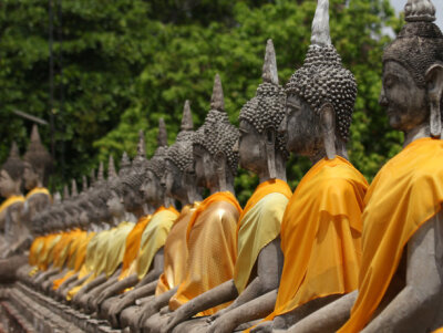 Buddha statue in a row