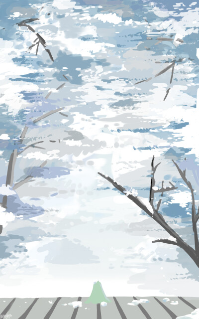 By:猹杯yeepo
独自一人坐在雪下的小梅花，等待着什么。