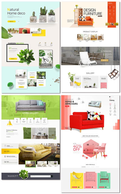 清新环保北欧风家居家具装饰网站页面沙发psd网页模板素材设计